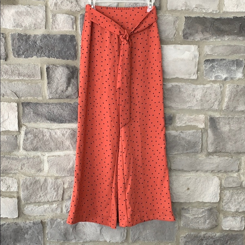 Polka dot bell bottom pants